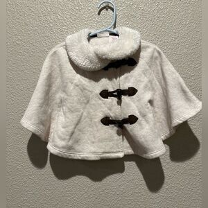 Savannah Beige Toddler Cape Poncho w/ Faux White Fur Size 12M